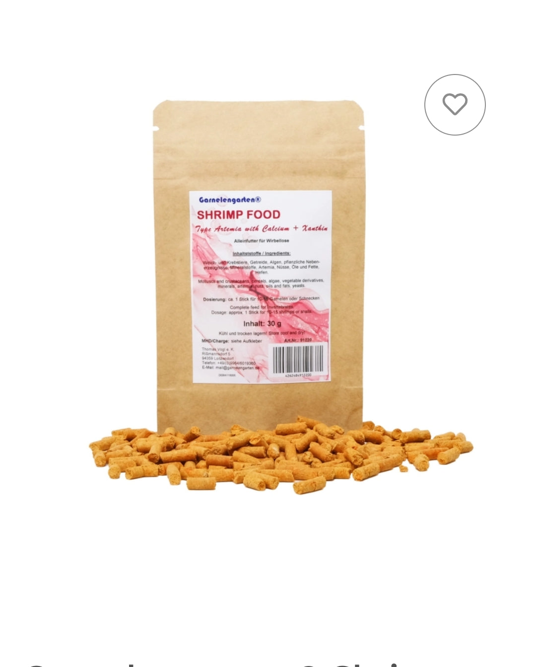 Garnelengarten® Shrimp Food Type Artemia with Calcium + Xanthin 30 g
